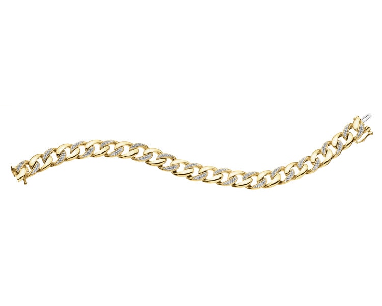 14 K Rhodium-Plated Yellow Gold Bracelet with Diamonds - 0,87 ct - fineness 14 K