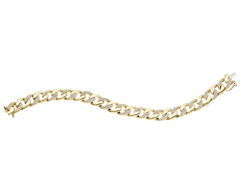 14 K Rhodium-Plated Yellow Gold Bracelet with Diamonds - 0,87 ct - fineness 14 K