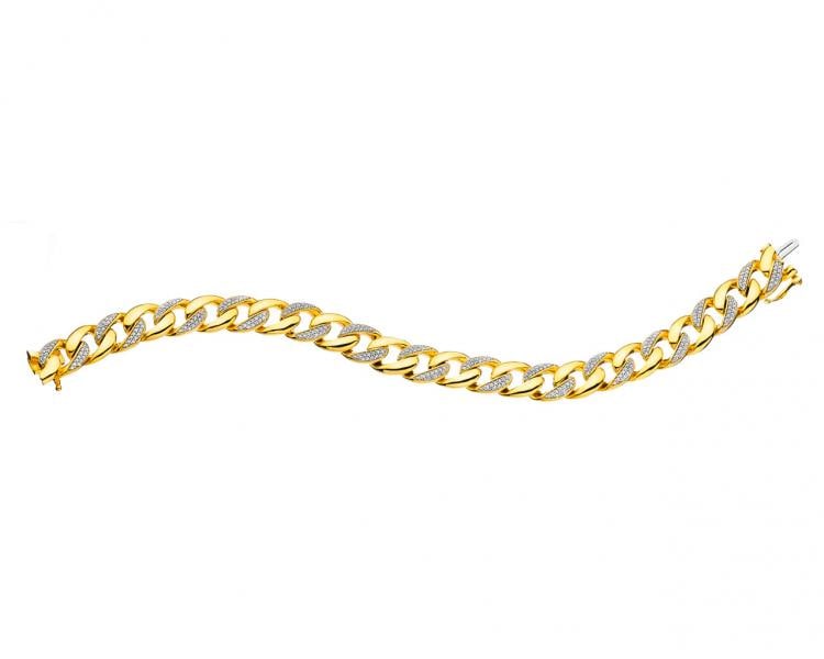 14 K Rhodium-Plated Yellow Gold Bracelet with Diamonds 0,87 ct - fineness 14 K