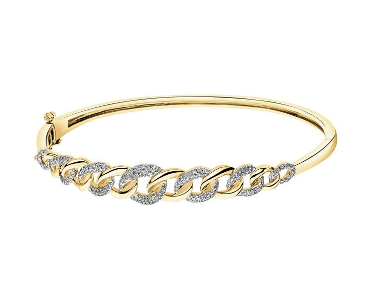 14 K Rhodium-Plated Yellow Gold Bracelet with Diamonds - 0,50 ct - fineness 14 K