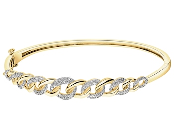 14 K Rhodium-Plated Yellow Gold Bracelet with Diamonds - 0,50 ct - fineness 14 K