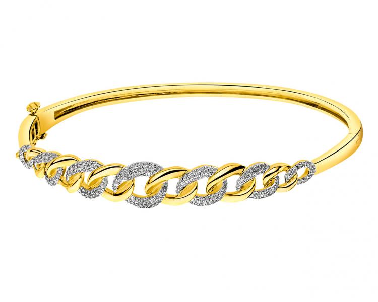 14 K Rhodium-Plated Yellow Gold Bracelet with Diamonds 0,50 ct - fineness  14 K
