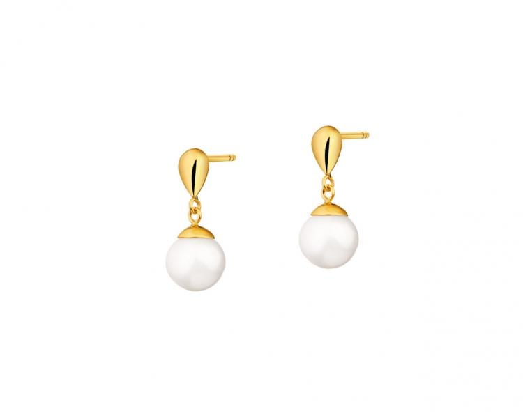 14 K Yellow Gold Earrings with Pearl