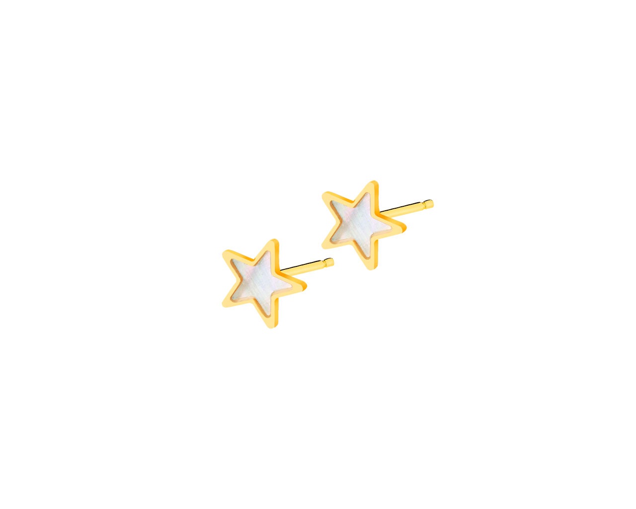 Złote kolczyki z masą perłową - gwiazdy