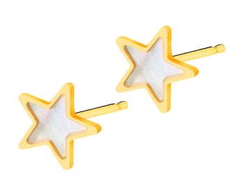Złote kolczyki z masą perłową - gwiazdy