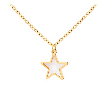 Złoty naszyjnik z masą perłową, ankier - gwiazda