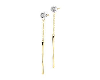 585 Yellow And White Gold Plated Dangling Earring with Diamonds - 0,01 ct - fineness 585