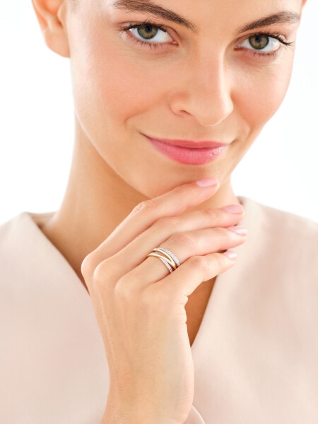 Pierścionek z żółtego złota z diamentami - 0,13 ct - próba 585