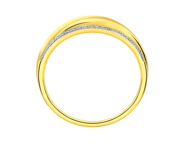 Prsten ze žlutého zlata s diamanty 0,13 ct - ryzost 585