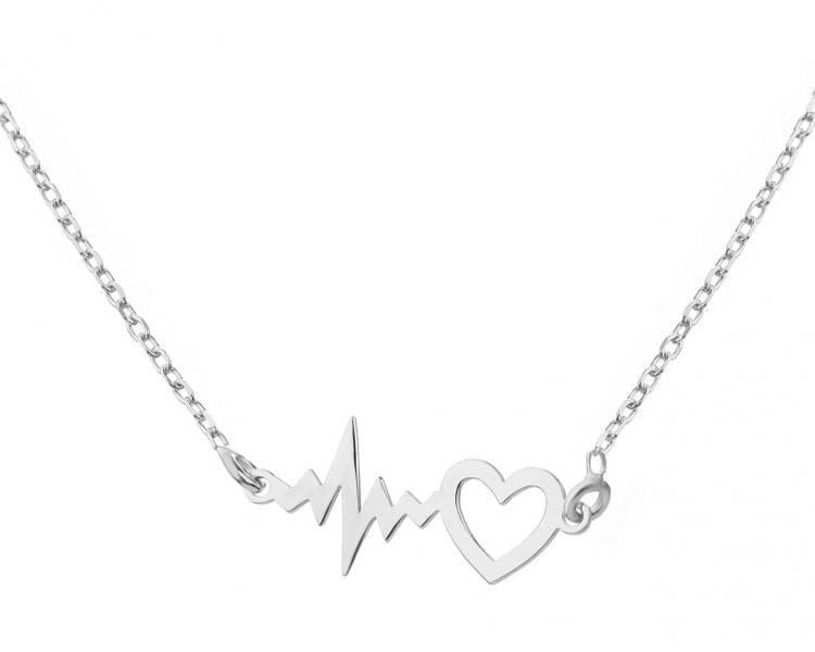 Naszyjnik srebrny - EKG serca, serce