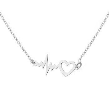 Naszyjnik srebrny - EKG serca, serce