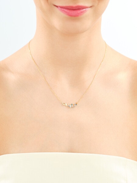 14 K Rhodium-Plated Yellow Gold Necklace with Diamonds - fineness 14 K
