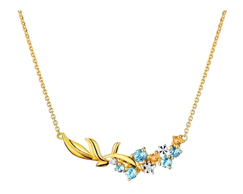 14 K Rhodium-Plated Yellow Gold Necklace with Diamonds 0,008 ct - fineness 14 K