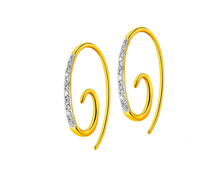 9 K Rhodium-Plated Yellow Gold Earrings with Diamonds 0,04 ct - fineness 9 K