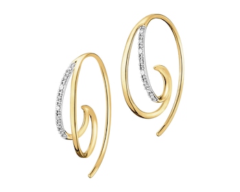 9 K Rhodium-Plated Yellow Gold Earrings with Diamonds - 0,02 ct - fineness 9 K