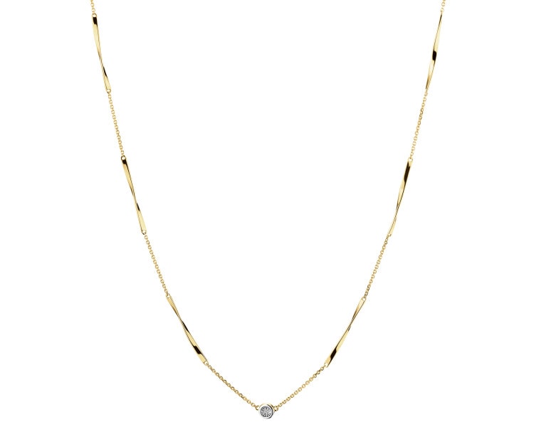 585 Yellow And White Gold Plated Necklace with Diamond - 0,005 ct - fineness 585