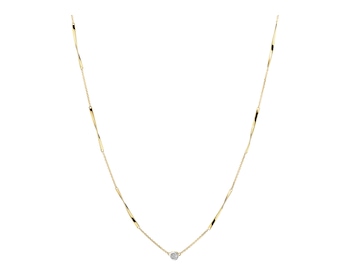 585 Yellow And White Gold Plated Necklace with Diamond - 0,005 ct - fineness 585