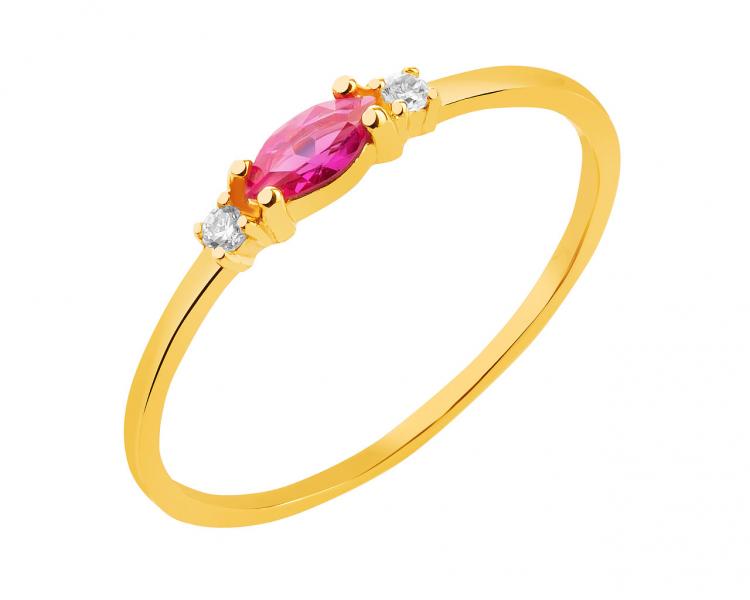 14 K Yellow Gold Ring with Ruby