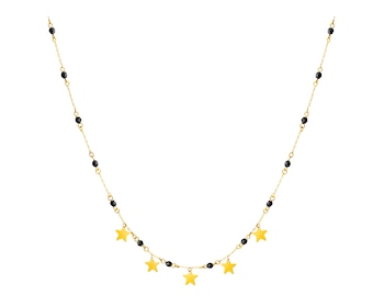 9 K Yellow Gold Necklace with Synthetic Onyx