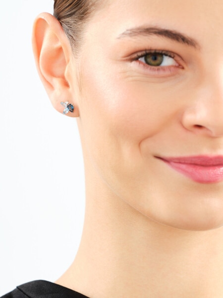 585 Rhodium-Plated White Gold Earrings with Diamonds - fineness 14 K