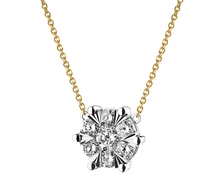 Yellow & White Gold Diamond Necklace - 0,50 ct - fineness 585