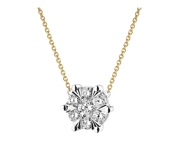 Yellow & White Gold Diamond Necklace - 0,50 ct - fineness 585