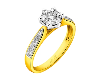 Prsten ze žlutého a bílého zlata s brilianty 0,45 ct - ryzost 585