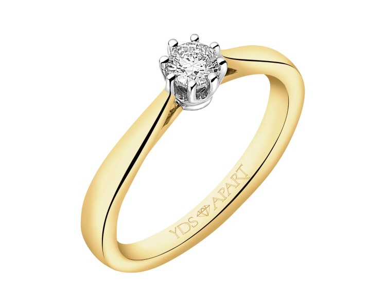 Yellow gold brilliant cut diamond ring - 0,18 ct - fineness 18 K