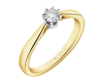 Yellow gold brilliant cut diamond ring - 0,18 ct - fineness 18 K