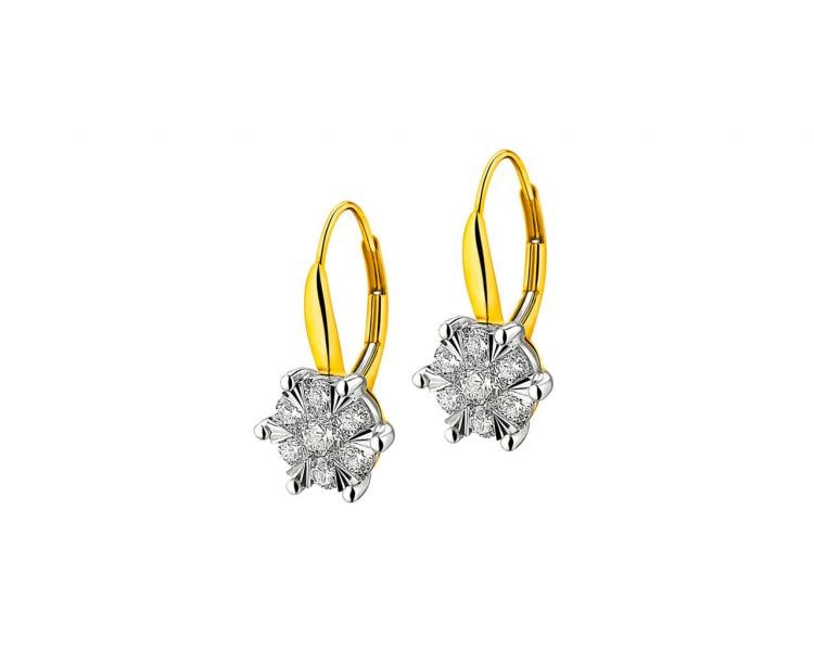 Yellow & White Gold Diamond Earrings 1 ct - fineness 585
