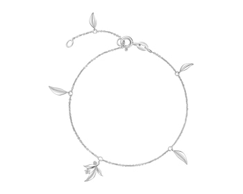 Náramek z bílého zlata s diamanty - listy - 0,006 ct - ryzost 585