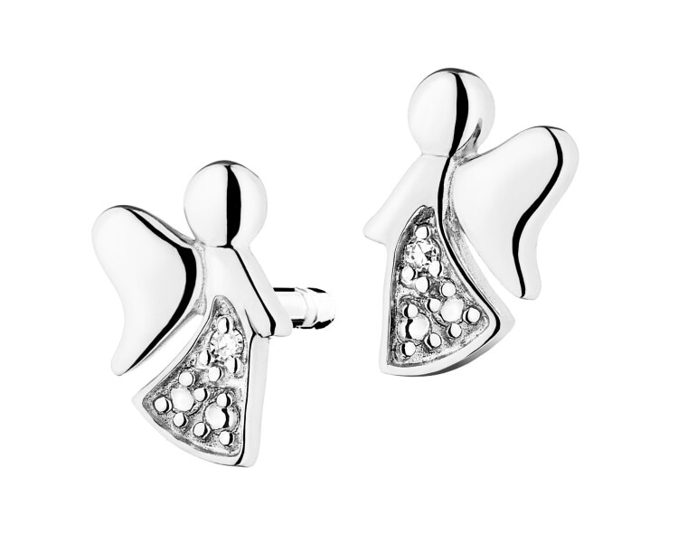 Náušnice z bílého zlata s diamanty - andělé - 0,005 ct - ryzost 585