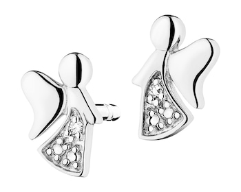 Náušnice z bílého zlata s diamanty - andělé - 0,005 ct - ryzost 585
