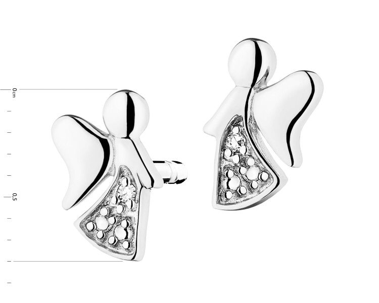 Náušnice z bílého zlata s diamanty - andělé - 0,005 ct - ryzost 585