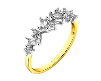 Prsten ze žlutého a bílého zlata s diamanty  0,10 ct - ryzost 585