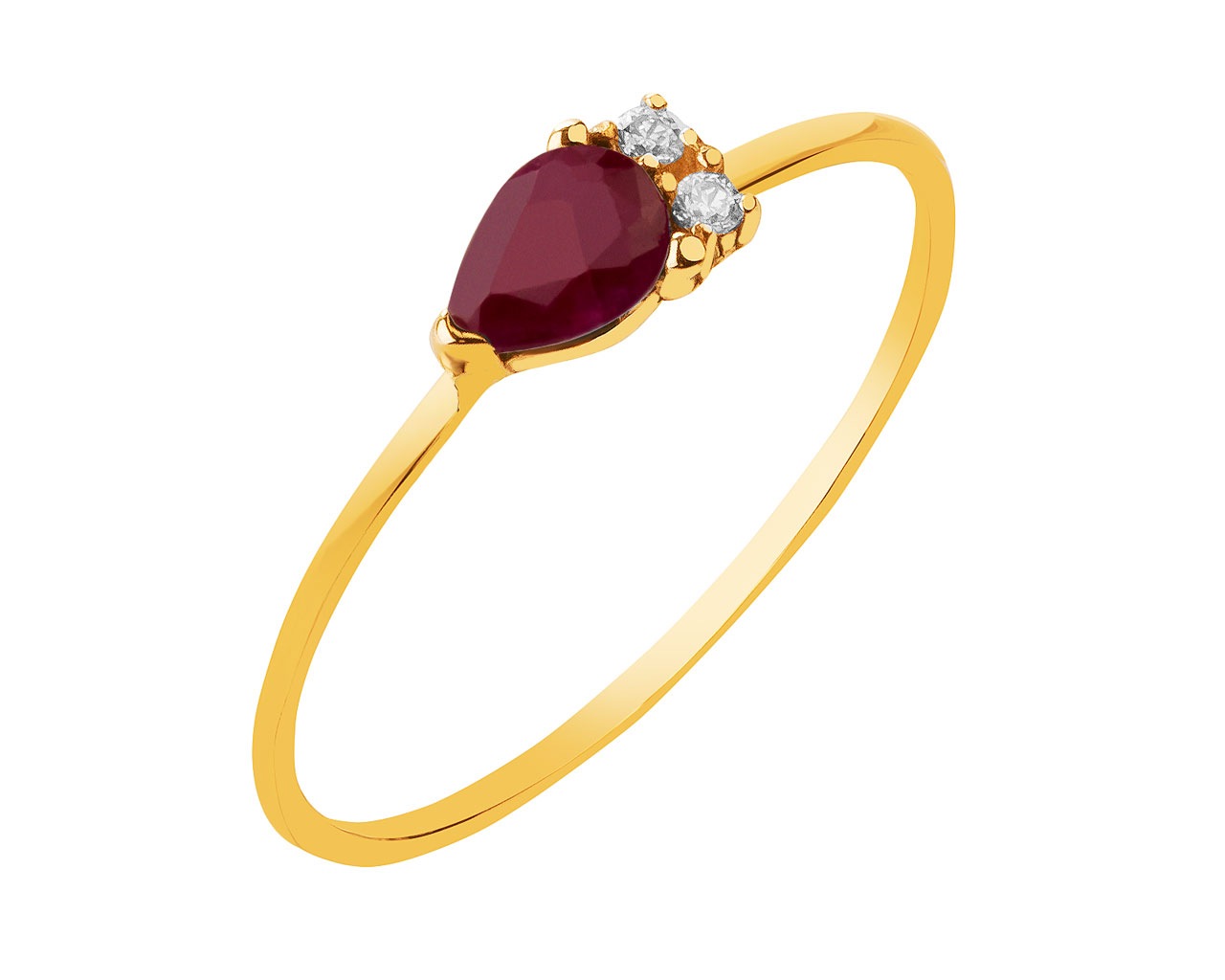 9 K Yellow Gold Ring with Ruby