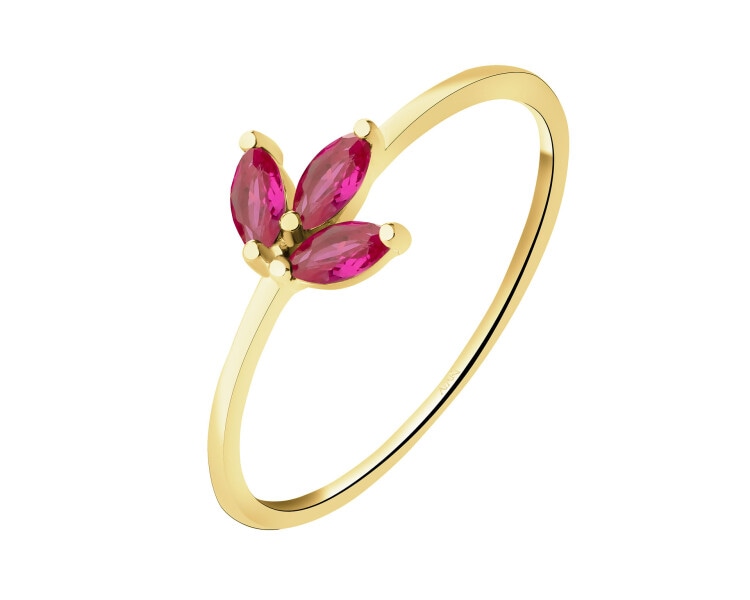 14 K Yellow Gold Ring with Synthetic Ruby