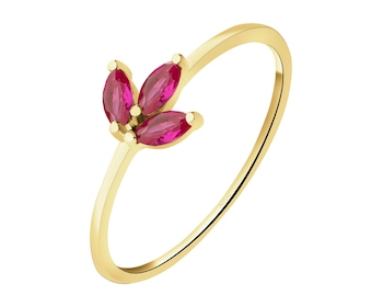 14 K Yellow Gold Ring with Synthetic Ruby