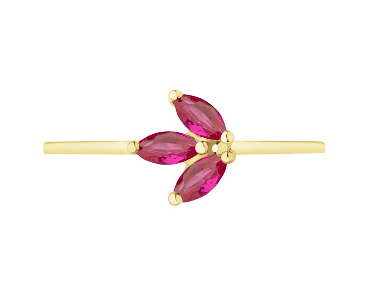 14 K Yellow Gold Ring with Synthetic Ruby