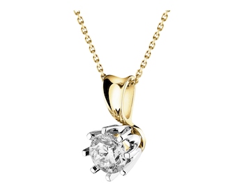 White and yellow gold pendant with brilliant - 0,50 ct - fineness 585