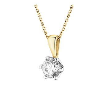 Yellow gold brilliant cut diamond pendant - 0,50 ct - fineness 14 K