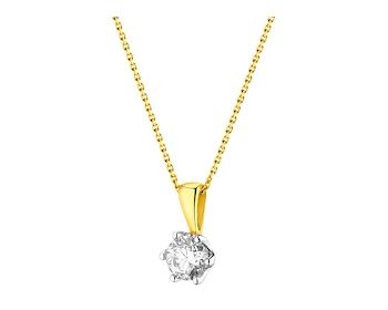 Yellow gold brilliant cut diamond pendant 0,51 ct - fineness 14 K
