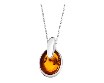 Rhodium Plated Silver Pendant with Amber></noscript>
                    </a>
                </div>
                <div class=