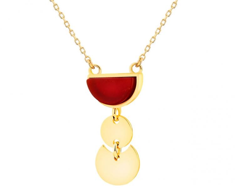 9 K Yellow Gold Necklace with Agate
