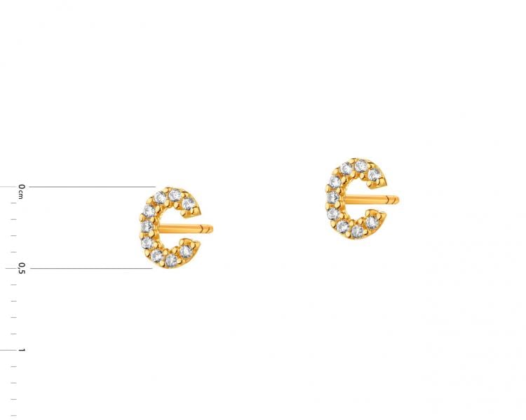 Zlaté náušnice se zirkony - písmeno C 