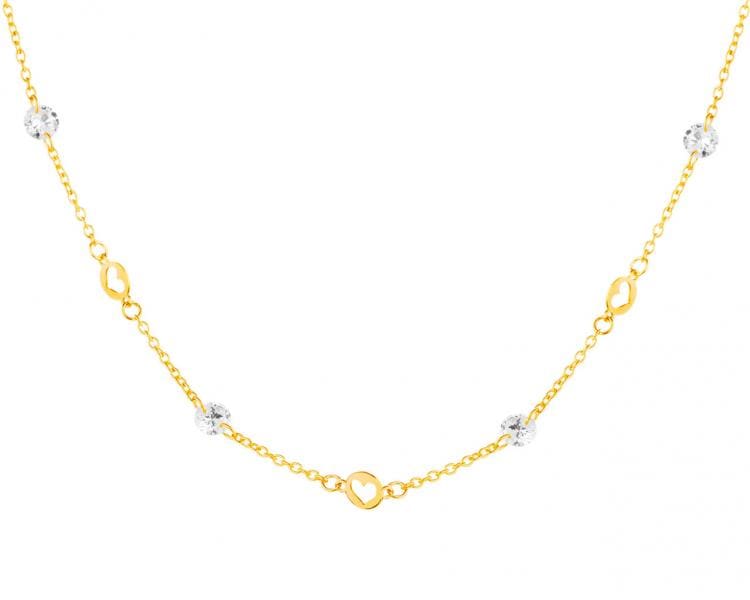 9 K Yellow Gold Necklace with Cubic Zirconia