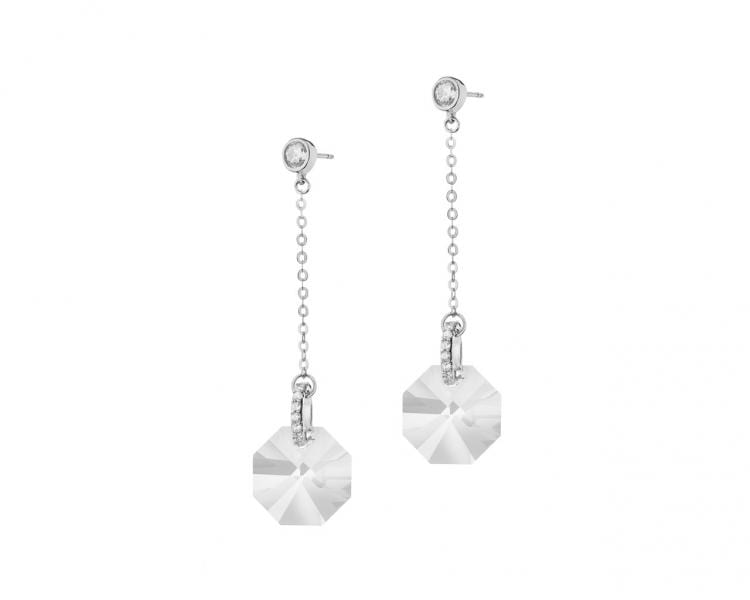 375 Rhodium-Plated White Gold Earrings with Cubic Zirconia