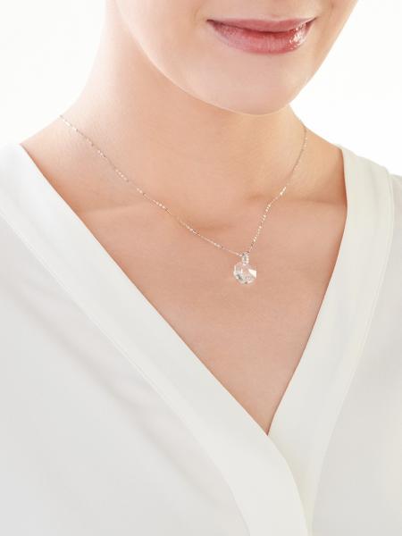 375 Rhodium-Plated White Gold Necklace with Cubic Zirconia
