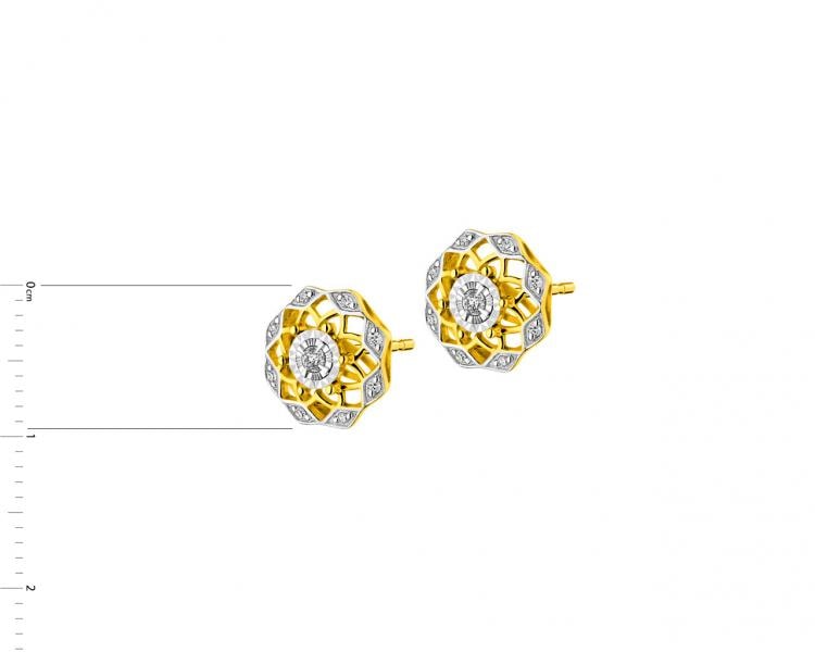 Náušnice ze žlutého a bílého zlata s diamanty 0,08 ct - ryzost 585