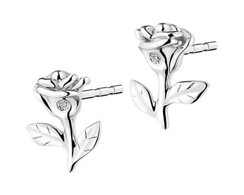 585 Rhodium-Plated White Gold Earrings with Diamonds 0,006 ct - fineness 14 K
